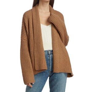 💕NAADAM💕 Cashmere Fisherman Shawl Cardigan  ~ Ginger Brown XL NWT